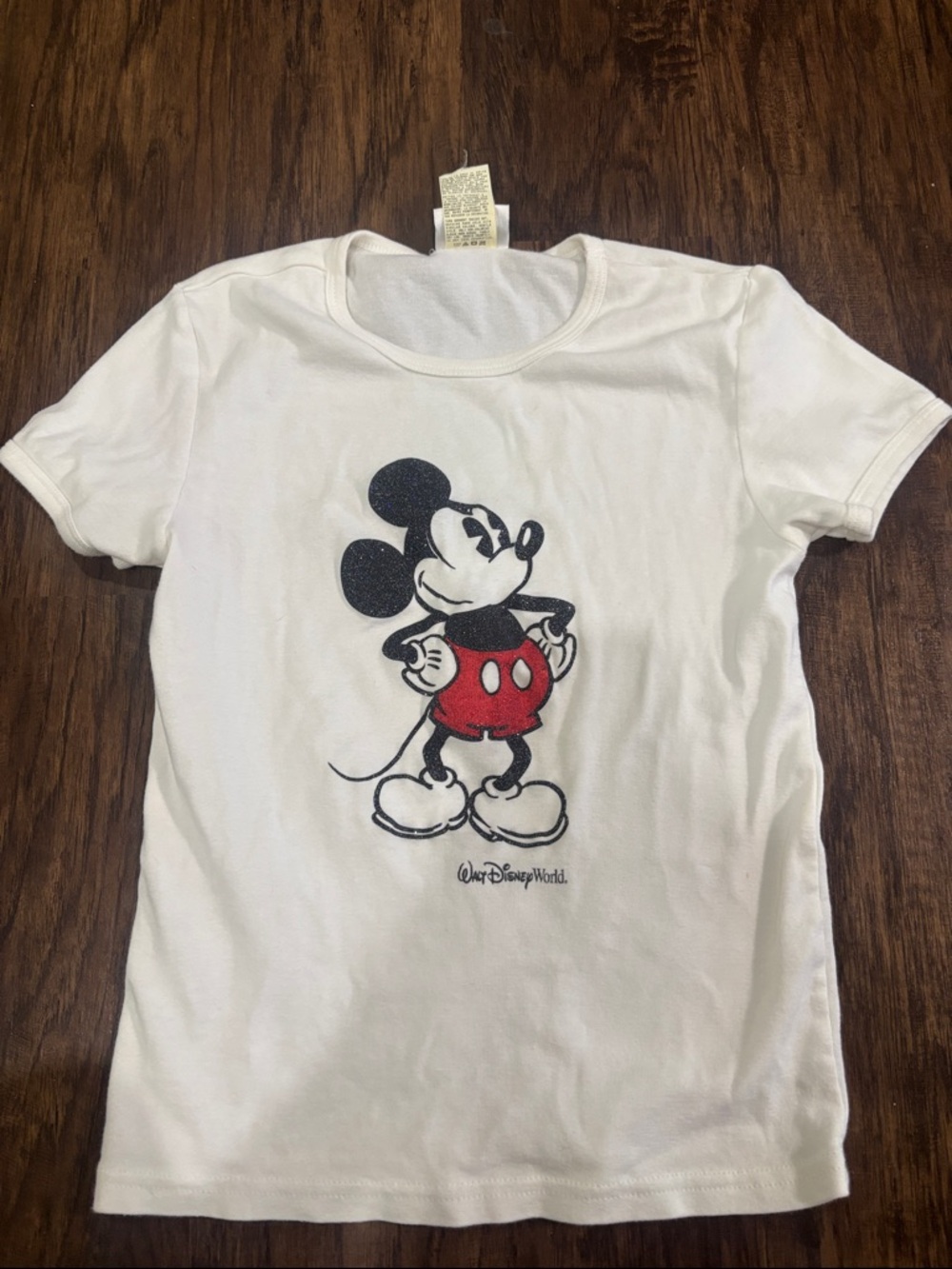 Vintage Disney S White Kids Mickey Mouse Graphic Tee with Red Shorts
